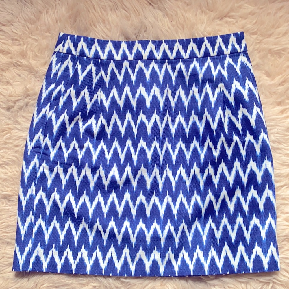 J. Crew Factory Blue / White Patterned Mini Skirt